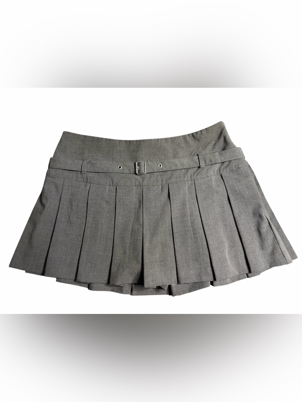 Zara Charcoal Gray Pleated Mini Skorts with Waist Buckle